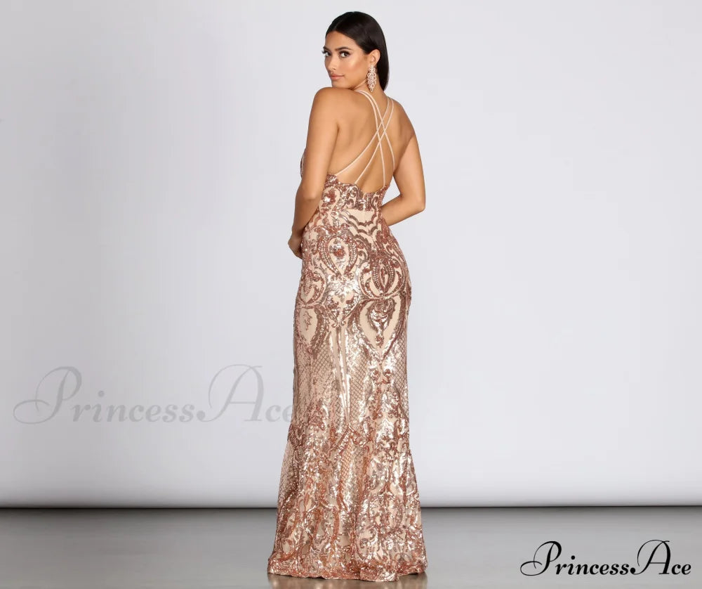 Julieanne Formal Stylish Sequin Scroll Dress image 2