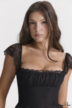 Kaia Black Stylish A-Line Mini Dress image 8