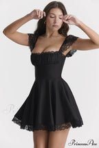Kaia Black Stylish A-Line Mini Dress image 3