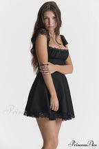Kaia Black Stylish A-Line Mini Dress image 6