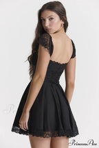 Kaia Black Stylish A-Line Mini Dress image 2