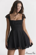Kaia Black Stylish A-Line Mini Dress image 1