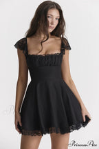 Kaia Black Stylish A-Line Mini Dress image 1