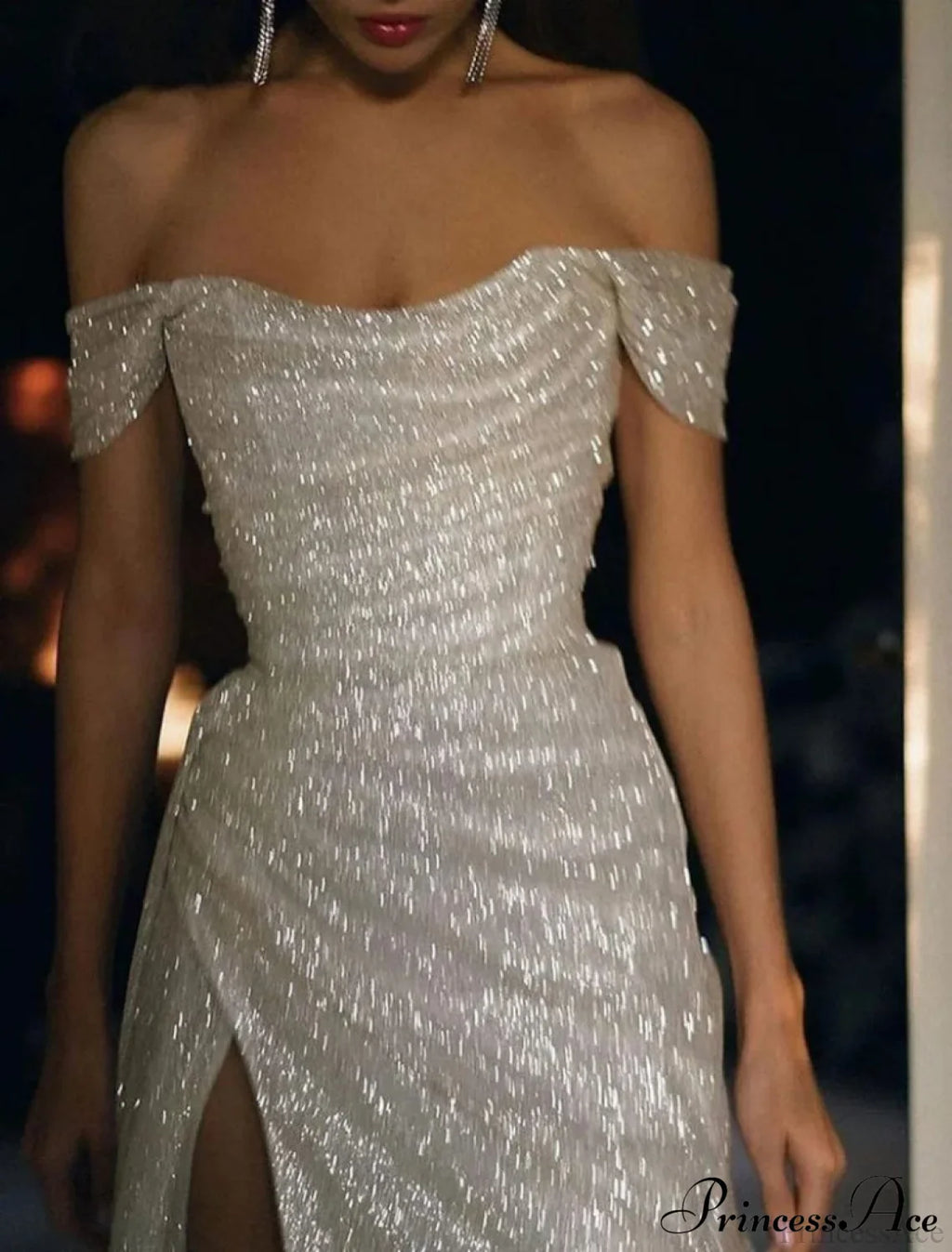 Kaliyah Formal High Charming Slit Lurex Dress image 3