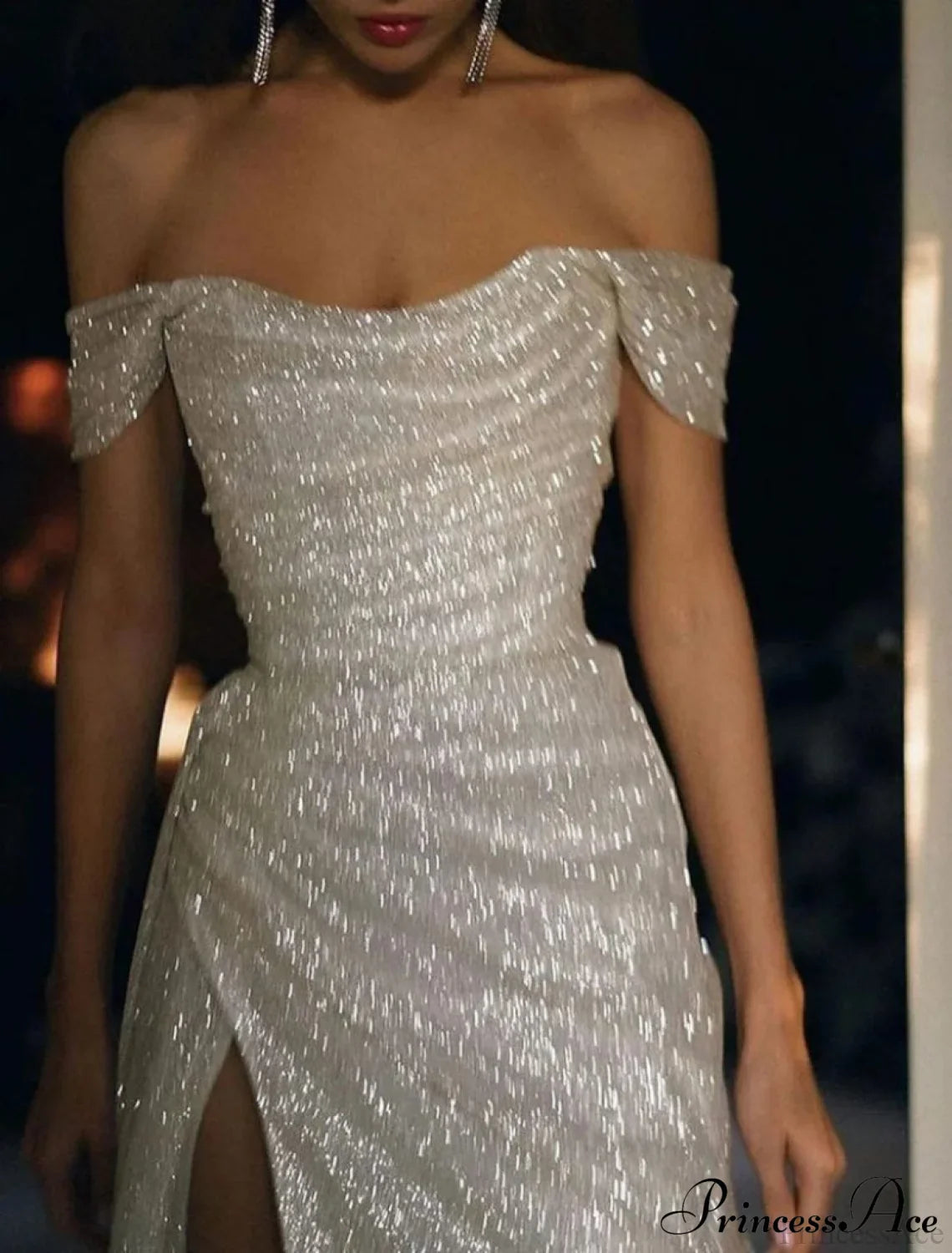 Kaliyah Formal High Charming Slit Lurex Dress image 3