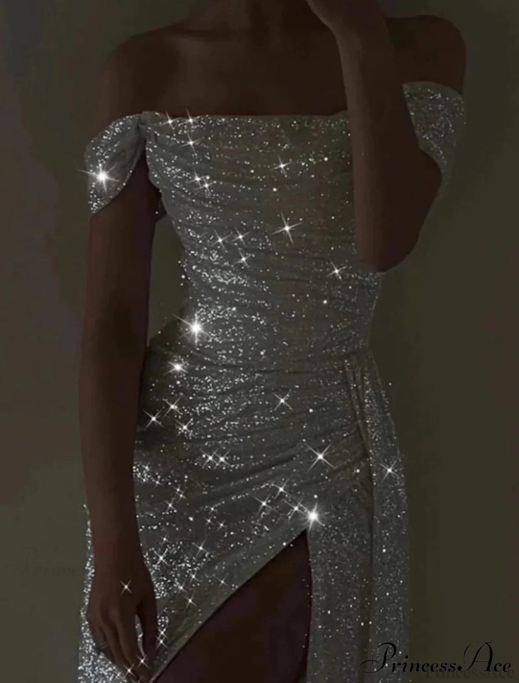 Kaliyah Formal High Charming Slit Lurex Dress image 4