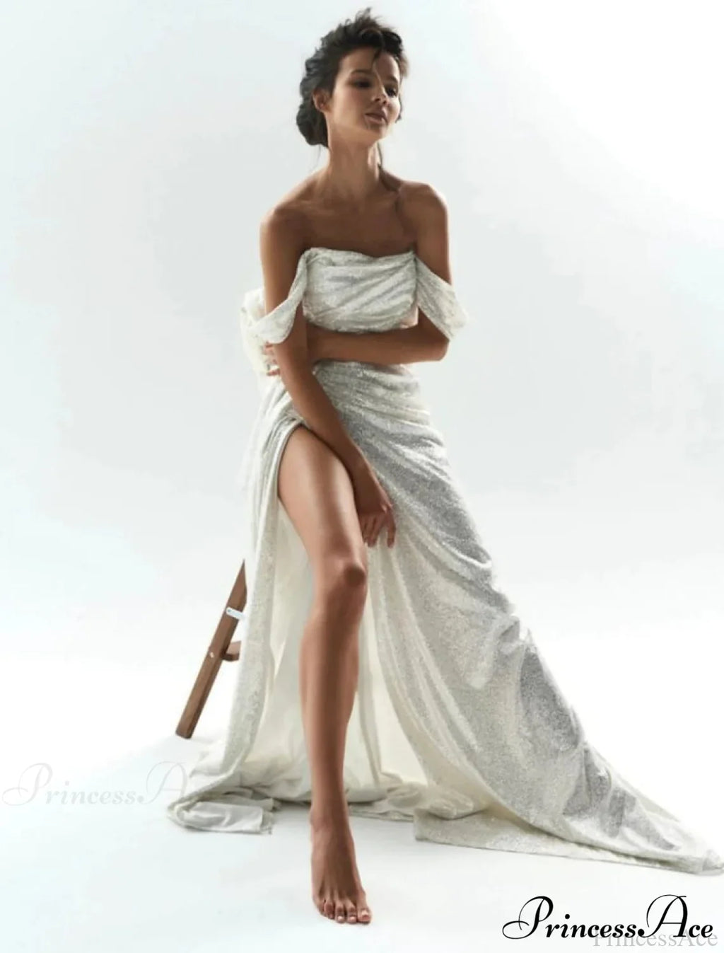 Kaliyah Formal High Charming Slit Lurex Dress image 6