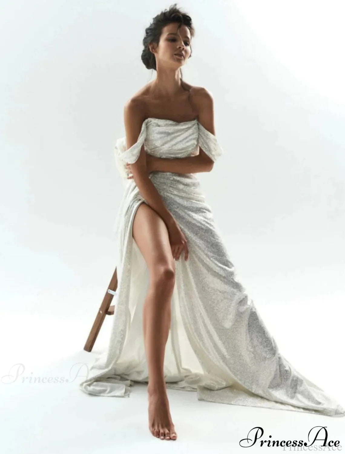 Kaliyah Formal High Charming Slit Lurex Dress image 6