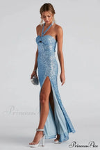 Kasey Formal Stylish Sequin Halter Dress image 7