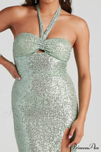 Kasey Formal Stylish Sequin Halter Dress image 3