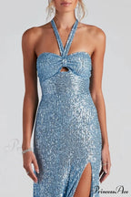 Kasey Formal Stylish Sequin Halter Dress image 6