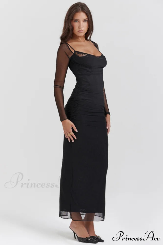 Katarina Black Stylish Maxi Dress image 3