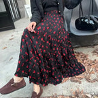 Kawaii Bohemian Floral Maxi Skirt Summer Retro Romantic image 5