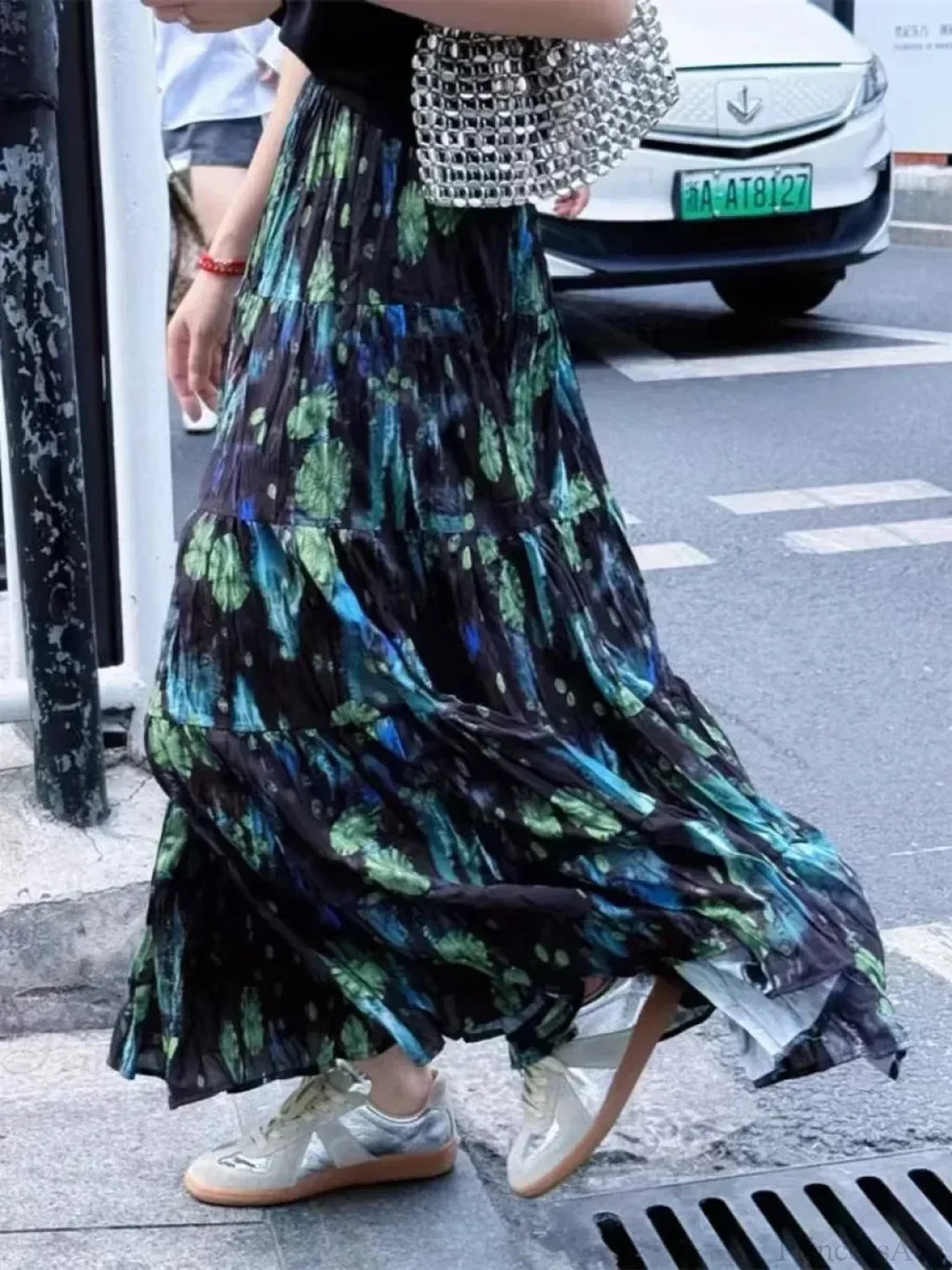 Kawaii Bohemian Floral Maxi Skirt Summer Retro Romantic image 3