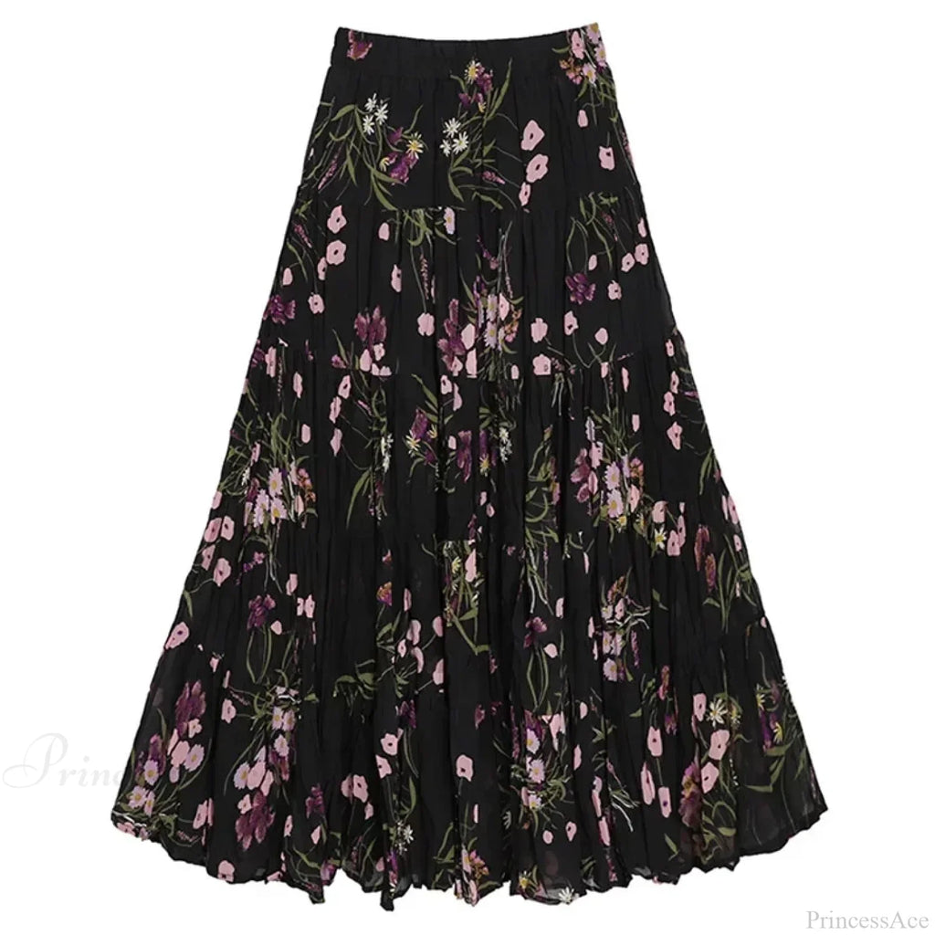 Kawaii Bohemian Floral Maxi Skirt Summer Retro Romantic image 7