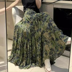 Kawaii Bohemian Floral Maxi Skirt Summer Retro Romantic image 1