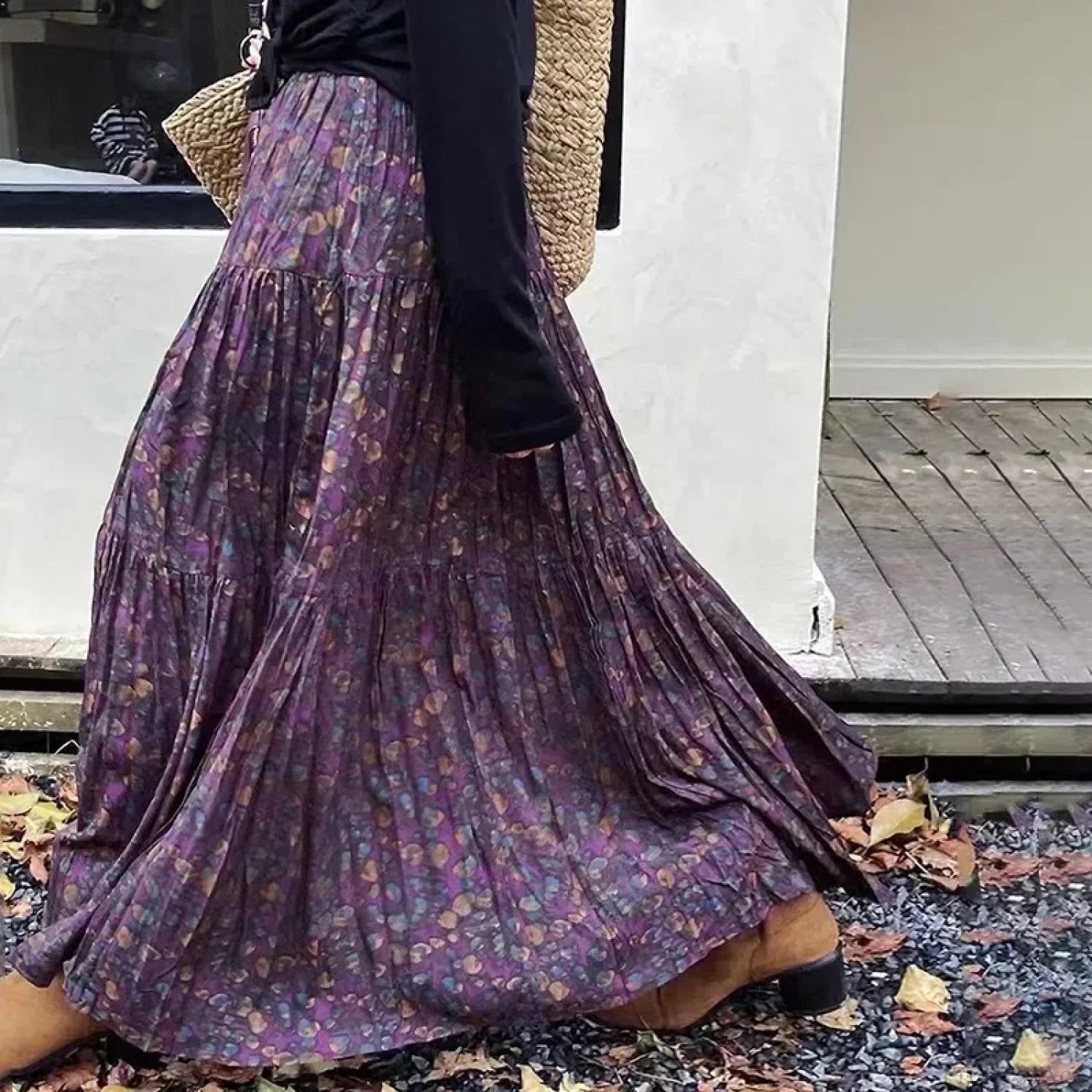 Kawaii Bohemian Floral Maxi Skirt Summer Retro Romantic image 4