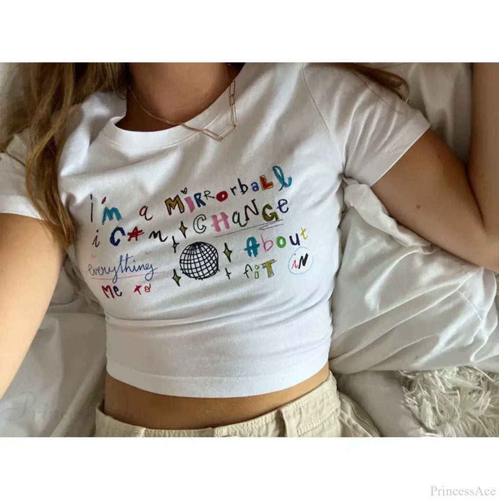 Kawaii Letter Print Crop Top T-shirt image 3