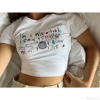Kawaii Letter Print Crop Top T-shirt image 1