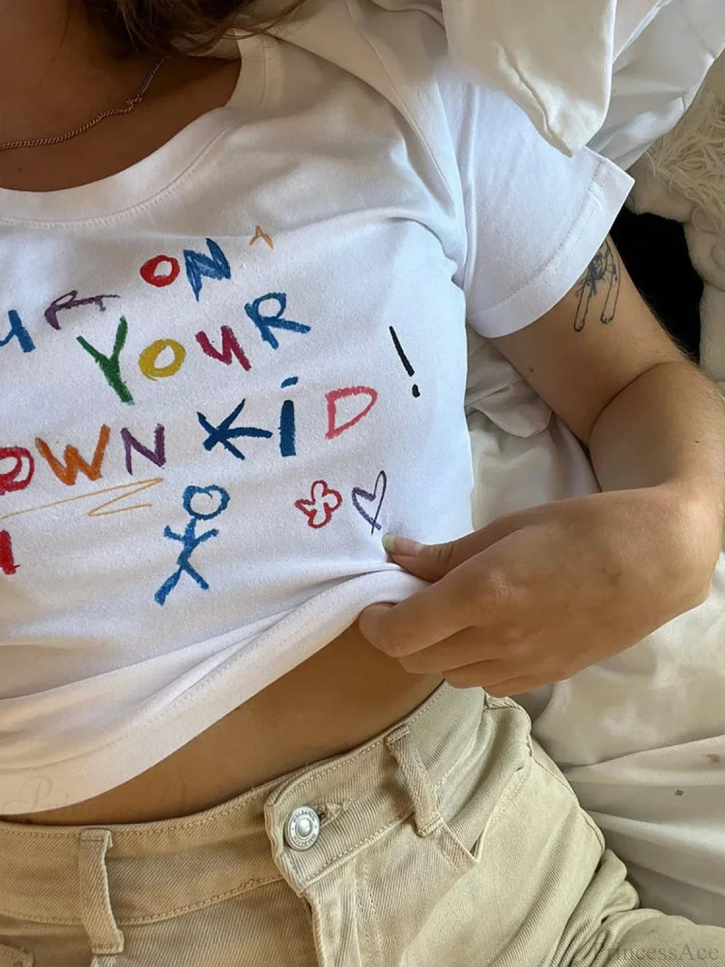 Kawaii Letter Print Crop Top T-shirt image 6