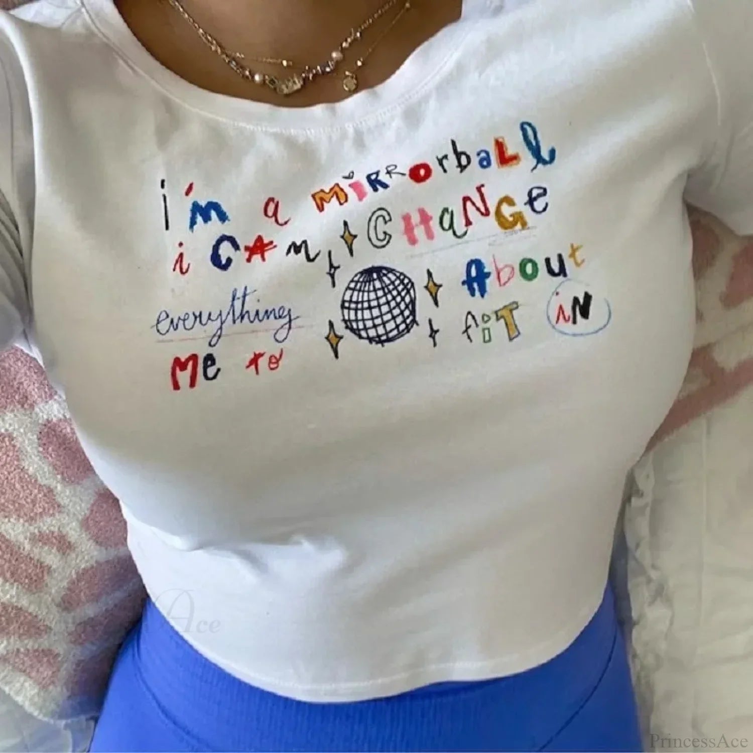 Kawaii Letter Print Crop Top T-shirt image 4