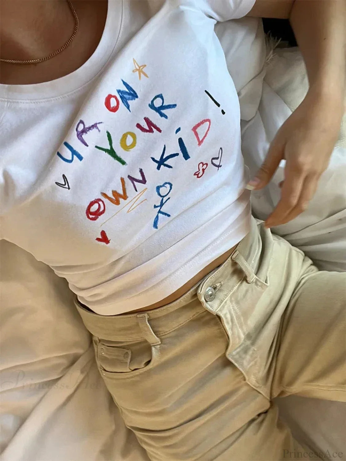 Kawaii Letter Print Crop Top T-shirt image 7