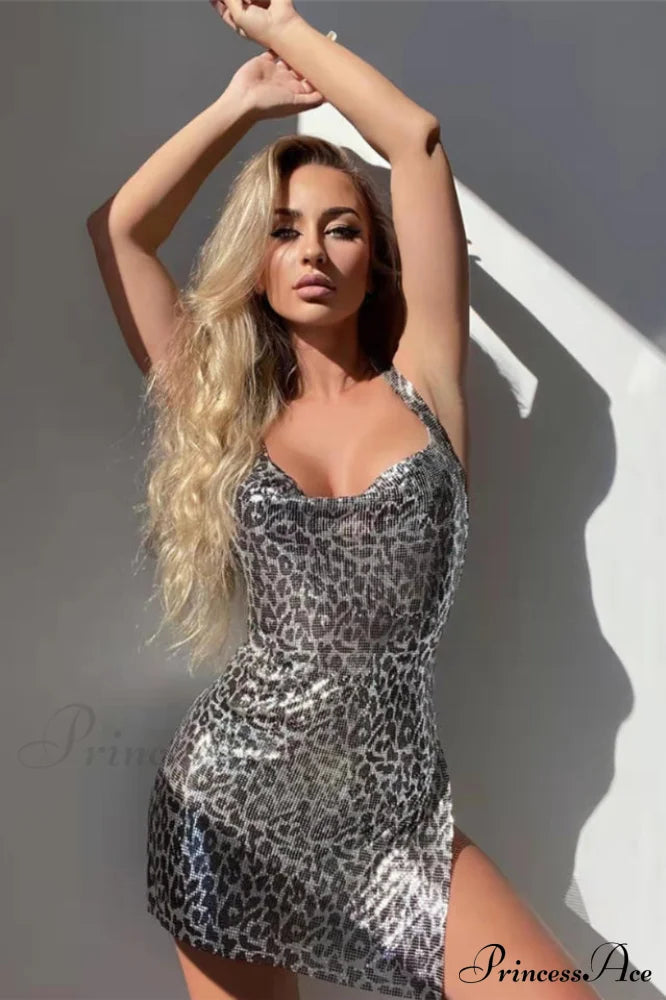 Kenny Chainmail Cowl Charming Neck Halter Dress image 20
