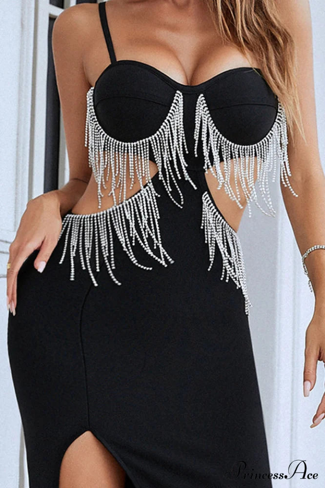 Keturah Crystal Stylish Embellished Midi Dress image 6