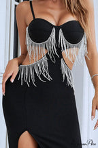 Keturah Crystal Stylish Embellished Midi Dress image 6
