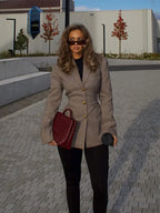 Khaki Plaid Suit Coat image 3