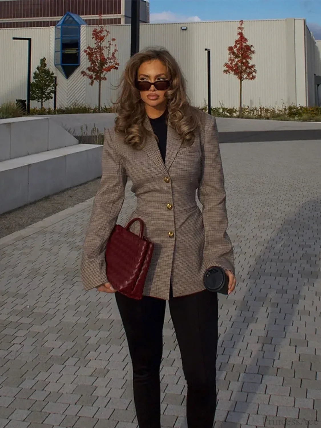 Khaki Plaid Suit Coat image 3