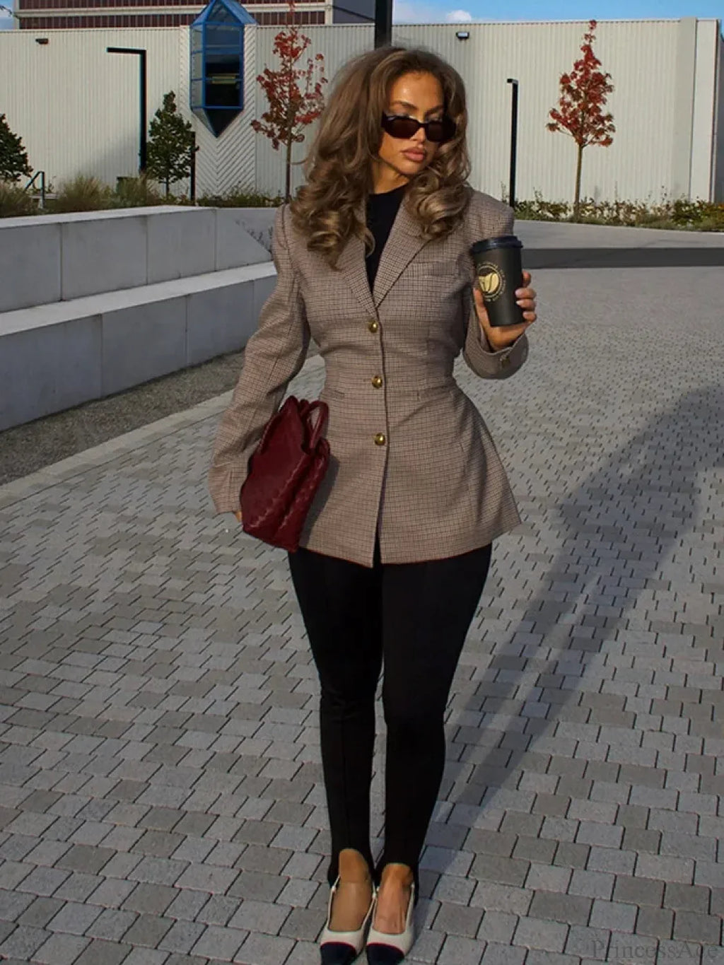 Khaki Plaid Suit Coat image 5