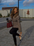 Khaki Plaid Suit Coat image 4