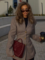 Khaki Plaid Suit Coat image 2