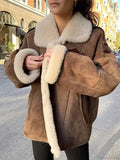 Khaki Single Breasted Leather Coat image 4