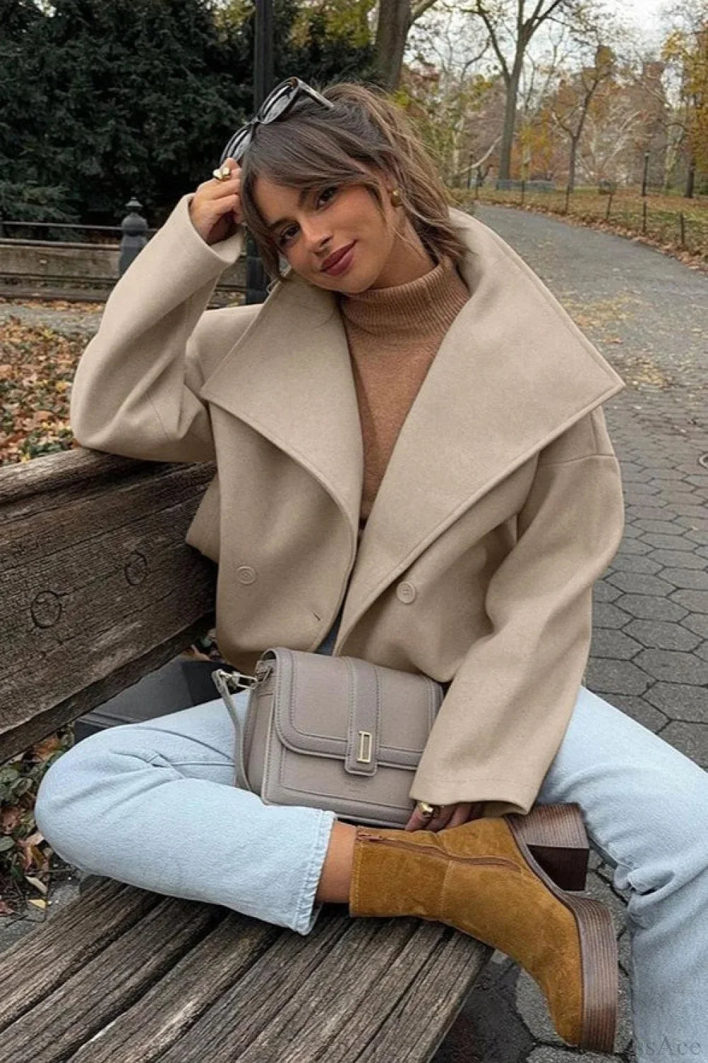 Khaki Wool Double Breasted Jacket image 1