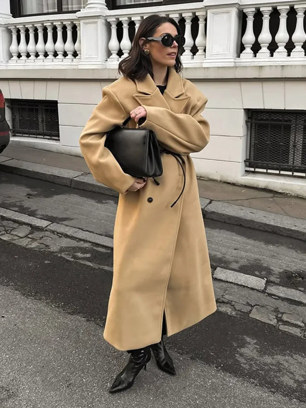 Khaki Woolen Double Breasted Coat image 2