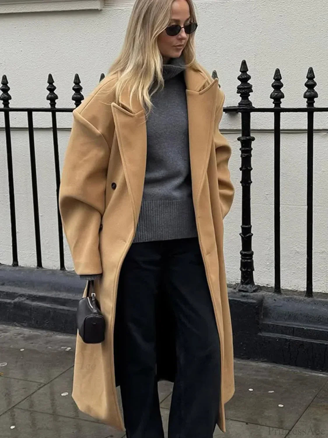 Khaki Woolen Double Breasted Coat image 4