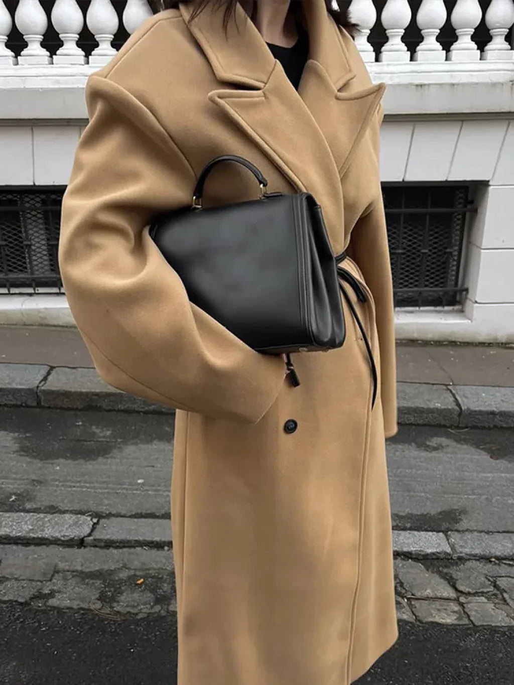 Khaki Woolen Double Breasted Coat image 5