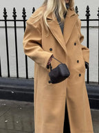 Khaki Woolen Double Breasted Coat image 3