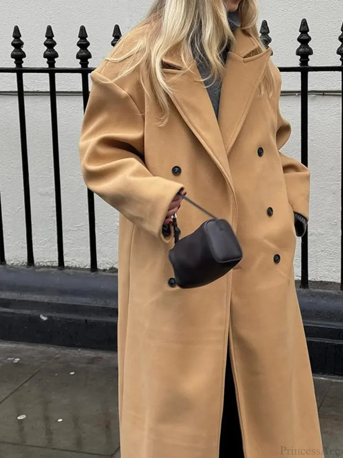 Khaki Woolen Double Breasted Coat image 3