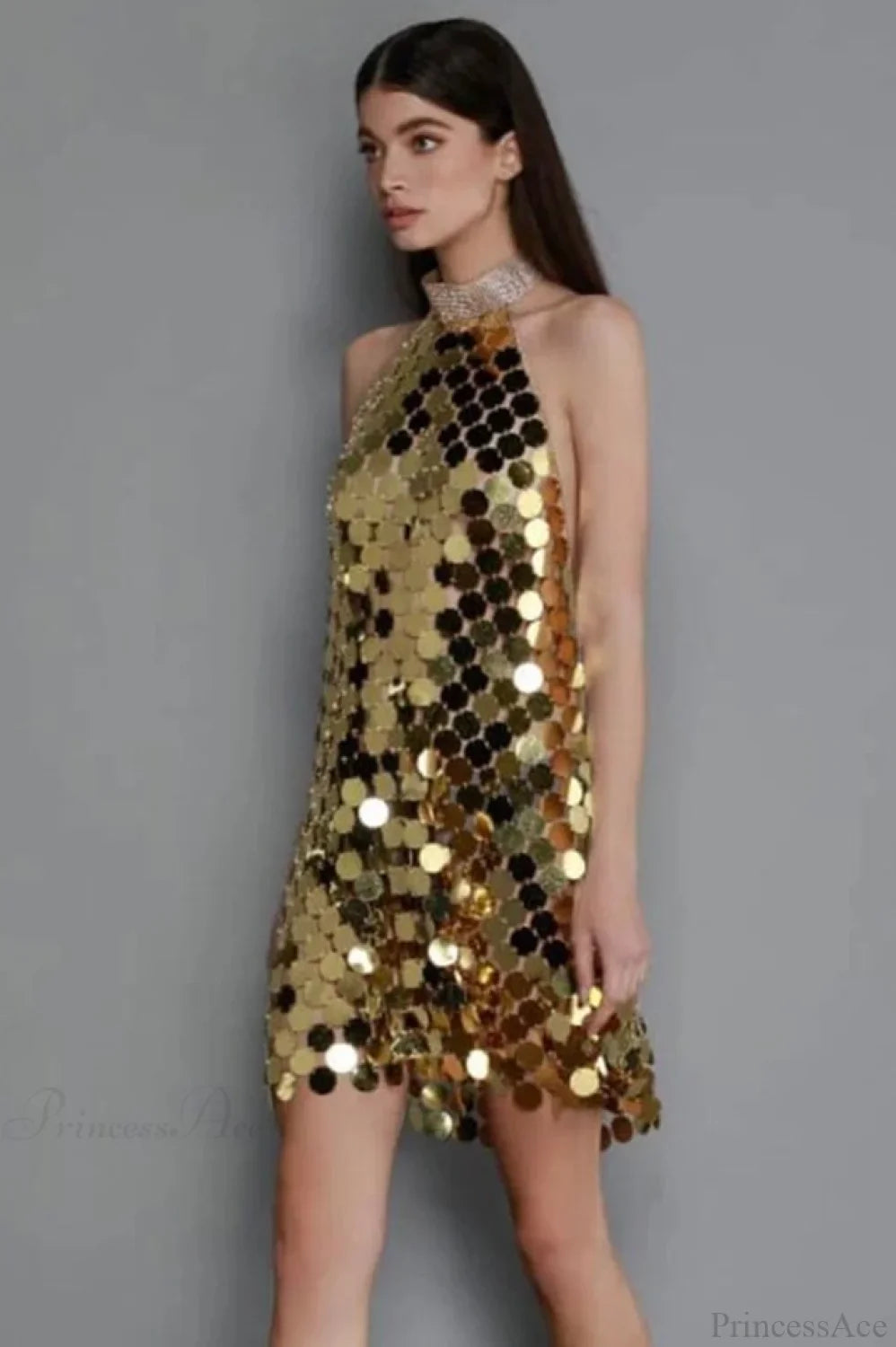 Kimora Halterneck Stylish Chainmail Mini Dress image 13