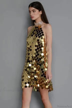 Kimora Halterneck Stylish Chainmail Mini Dress image 13