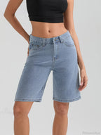 Knee-Length Button Denim Short image 3