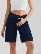 Knee-Length Button Denim Short image 5