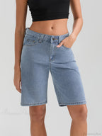 Knee-Length Button Denim Short image 9