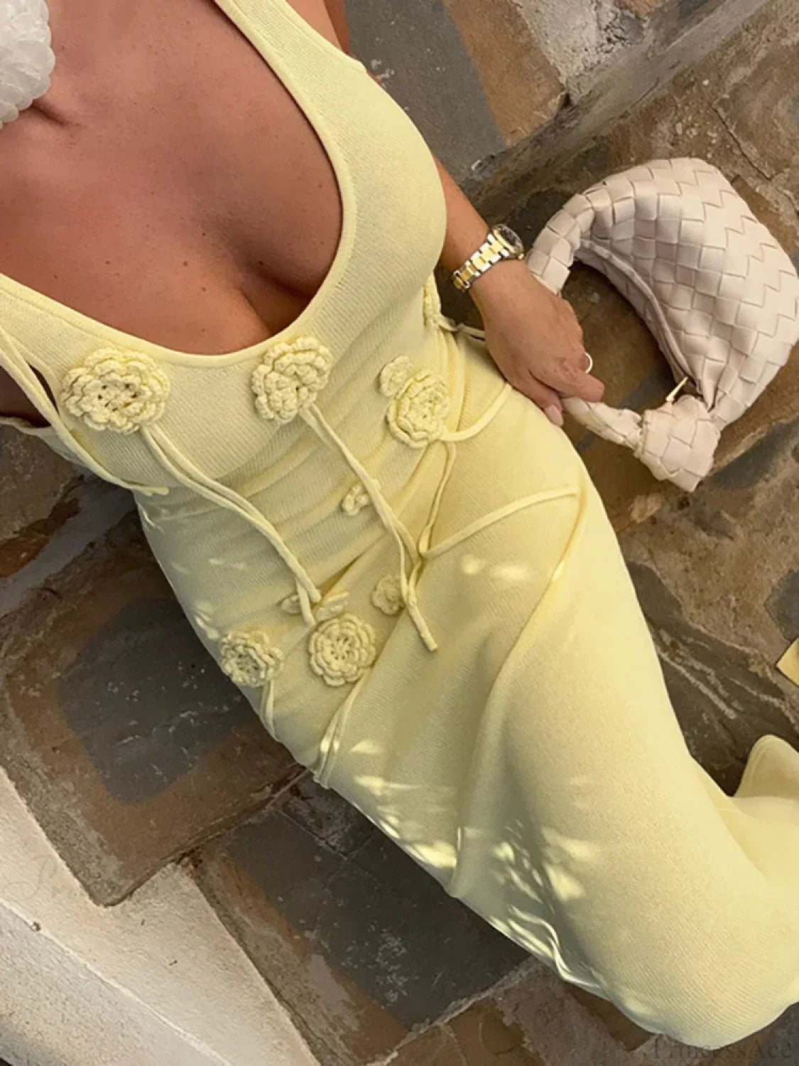 Knit 3D Flowers Vacation Dress image 1