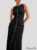 Knit Buttoned Stylish Midi Dress image 7