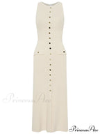 Knit Buttoned Stylish Midi Dress image 5