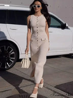 Knit Buttoned Stylish Midi Dress image 2